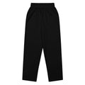 Urban Halo all-black wide-leg joggers with an elasticated waistband, featuring a relaxed streetwear silhouette.